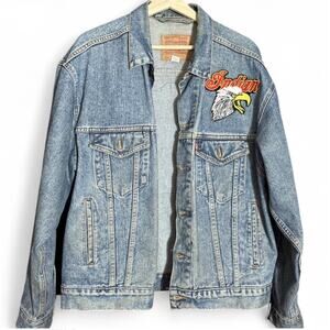 Levi’s 70507 Denim Trucker Jacket Indian Biker Patch Y2K Size M